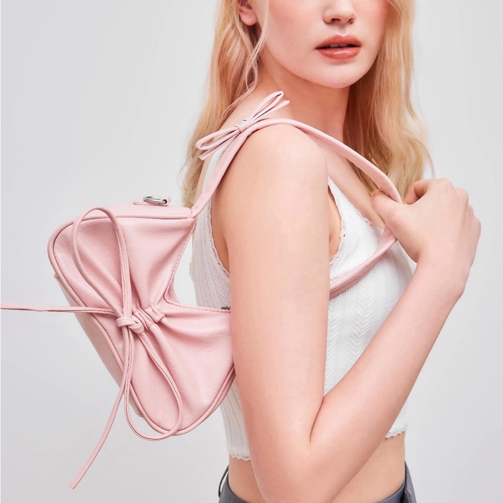 BOWKNOT FAUX LEATHER SHOULDER BAG